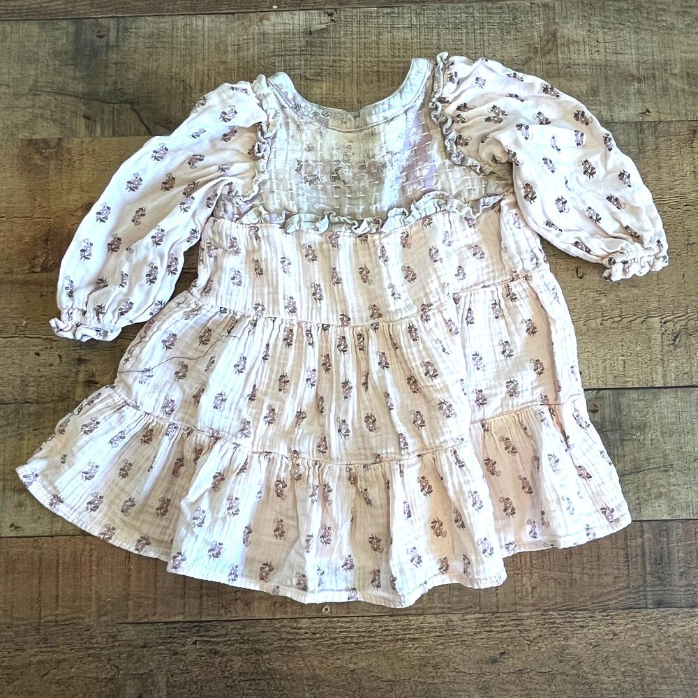 Easy Peasy Girl's Cotton Dress Cottagecore 3T Tiered Gauze
